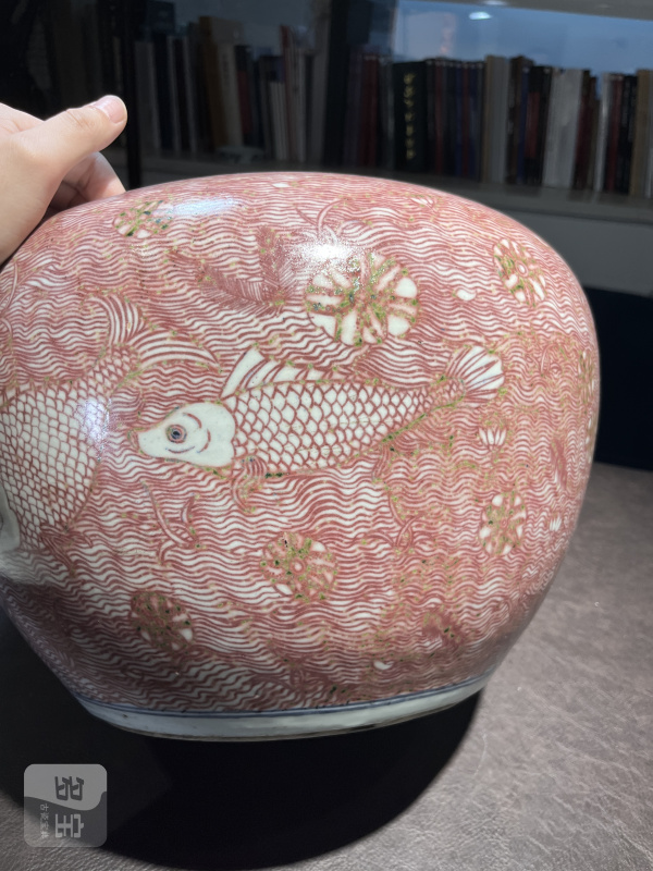 18世纪 青花釉里红鱼藻纹大缸 - 图19